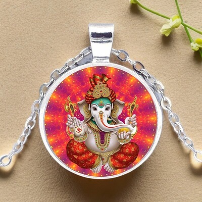 印度Ganesha象头神财富吉祥智慧瑜伽护身符吊坠2.5cm