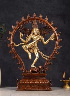 印度国际直邮Shiva铜舞动湿婆神纳塔拉贾雕像 - 16 英寸