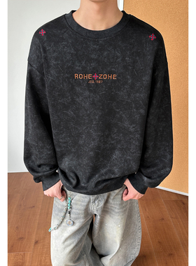 2026 春季新款 港风内景大码华棉刺绣圆领卫衣M-5X HW26252-特P35