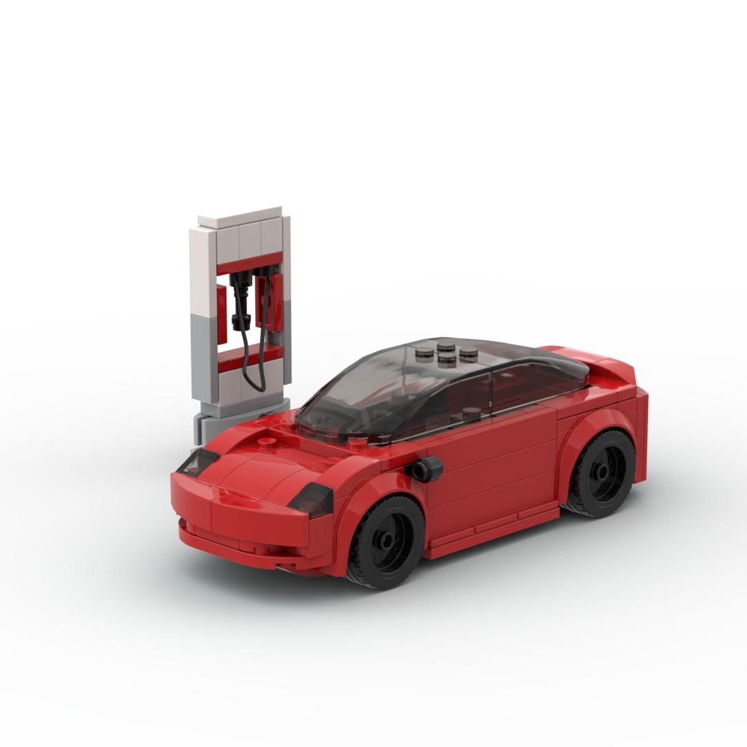 小颗粒拼插积木新能源超跑纯电车模型儿童益智科教汽车拼装玩具车