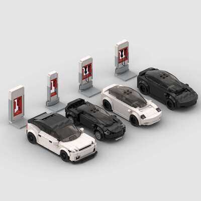小颗粒国产拼插积木新能源汽车MODEL Y创意模型儿童益智拼玩具车