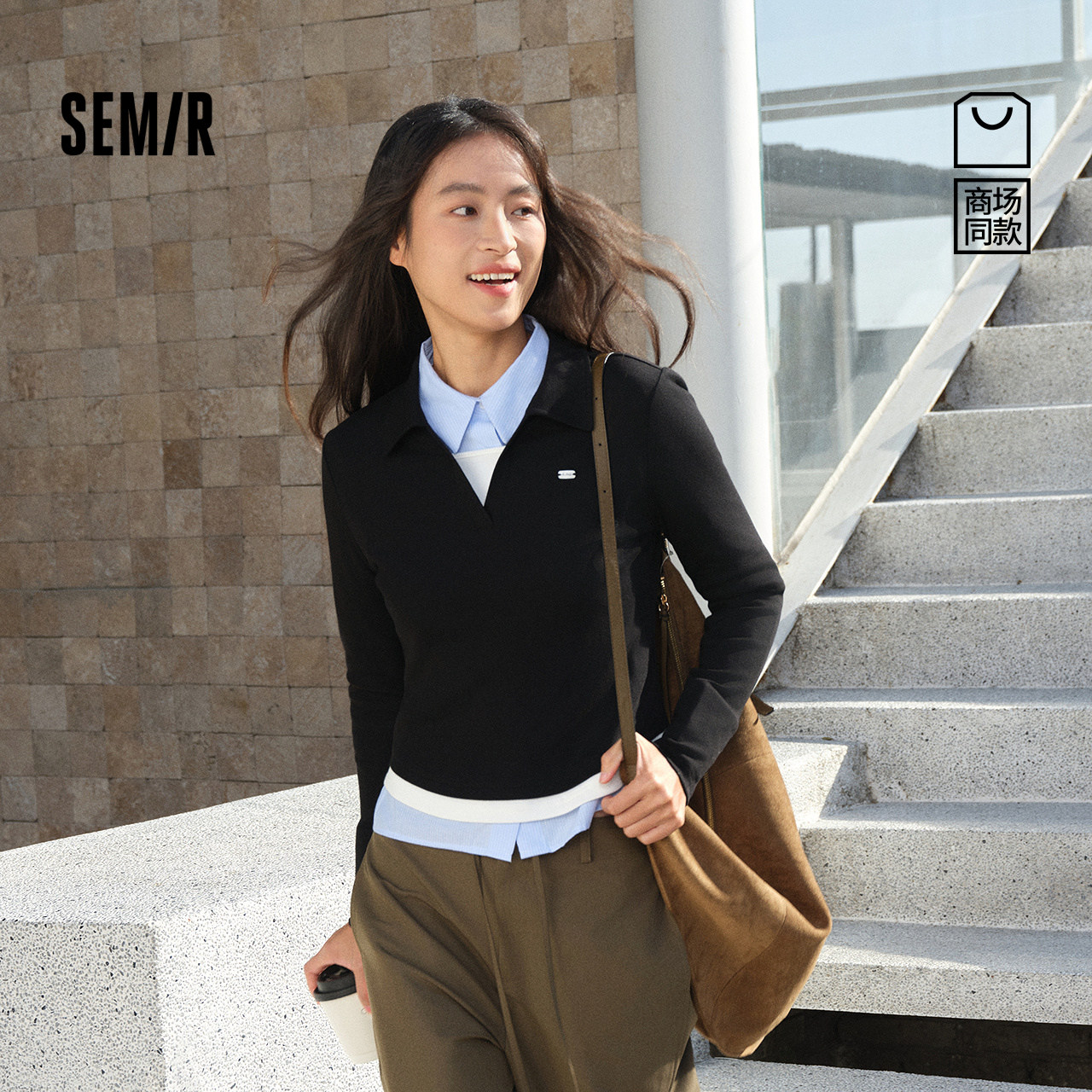 商场同款|森马POLO衫女春季短款修身拼接撞色假两件2026新款上衣M,女装/女士精品,POLO衫,淘宝优惠券,粉丝福利购,淘宝优惠卷