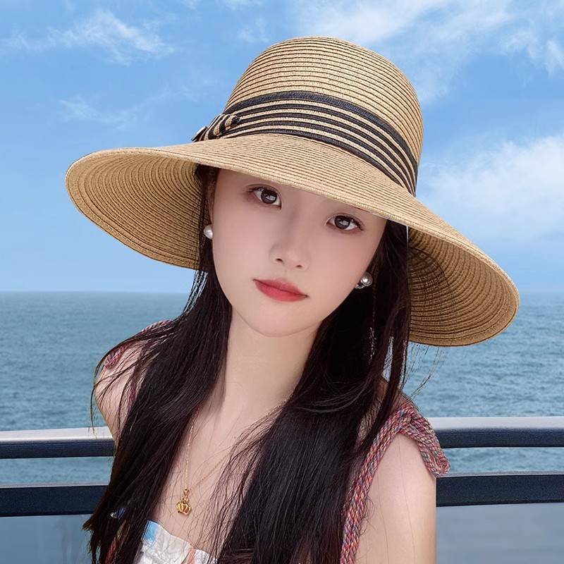 草帽女春夏季海边沙滩遮阳太阳帽防晒防紫外线2024新款帽子女款