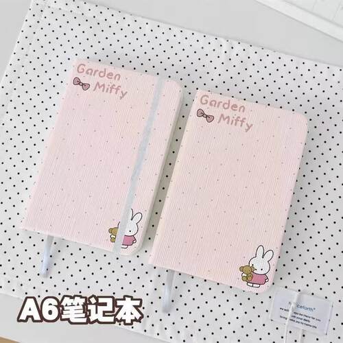 波点小兔子高颜值笔记本小本子A6手帐本学生记事本口袋本PU皮横线