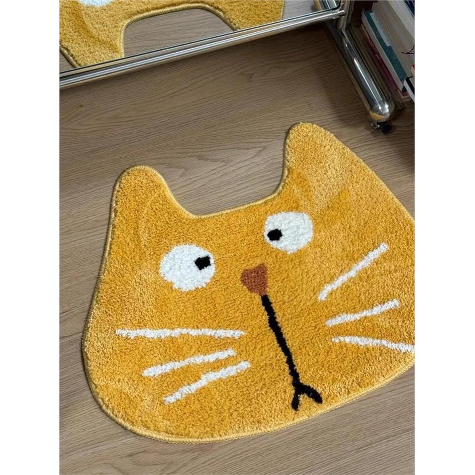可爱的卡通地板垫，中老年猫，浴室吸水垫，床头长毛绒地毯，加厚
