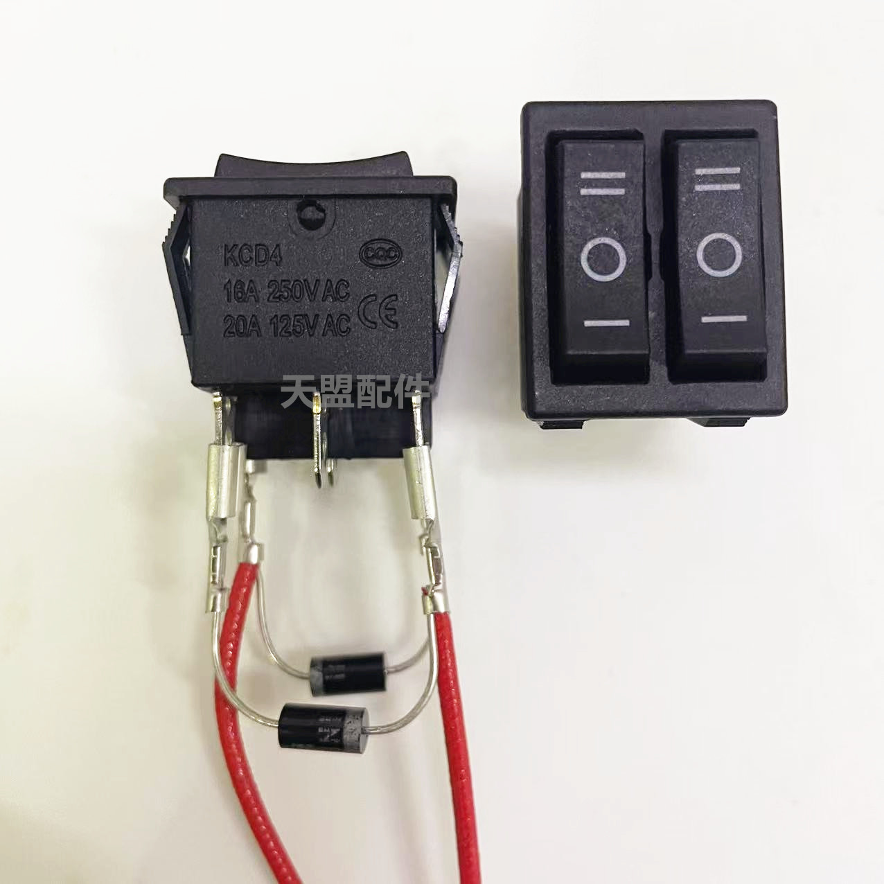 双联KCD8黑色6脚船型开关