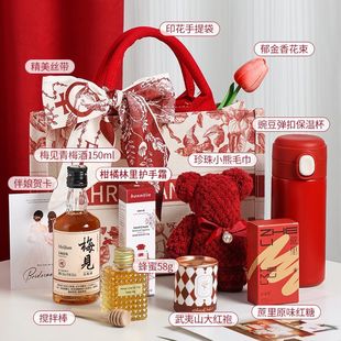 伴手礼女伴娘实用礼袋红色手提包新娘婚庆结婚礼盒婚礼喜茶伴手礼