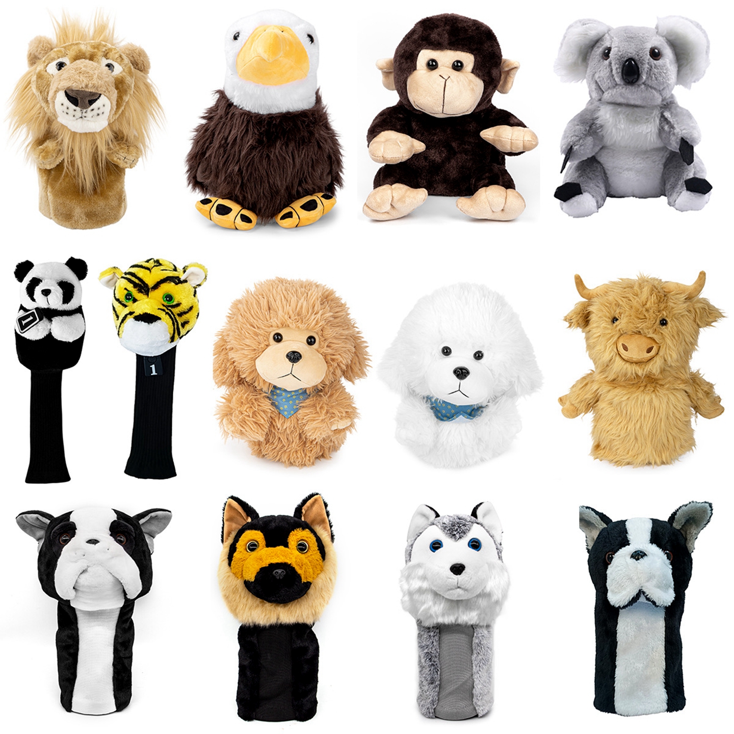 高尔夫球杆1号木套 毛绒动物 高尔夫发球木帽套  Golf Cover