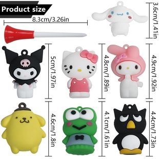 新款高尔夫球钉女士可爱 多色卡通图案塑料球座83mm带绳防丢失TEE