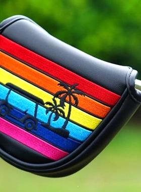 高尔夫推杆头套磁吸 半圆 高尔夫推杆帽套彩虹保护套GOLF Putter