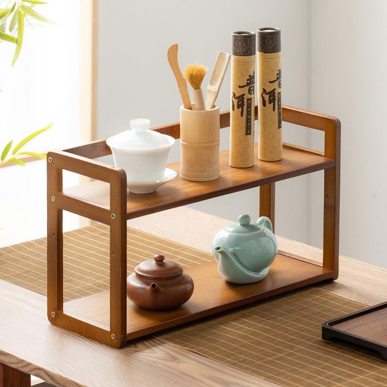 茶架子置物架桌面茶杯架博古架小型紫砂茶壶架子茶叶罐茶具收纳架
