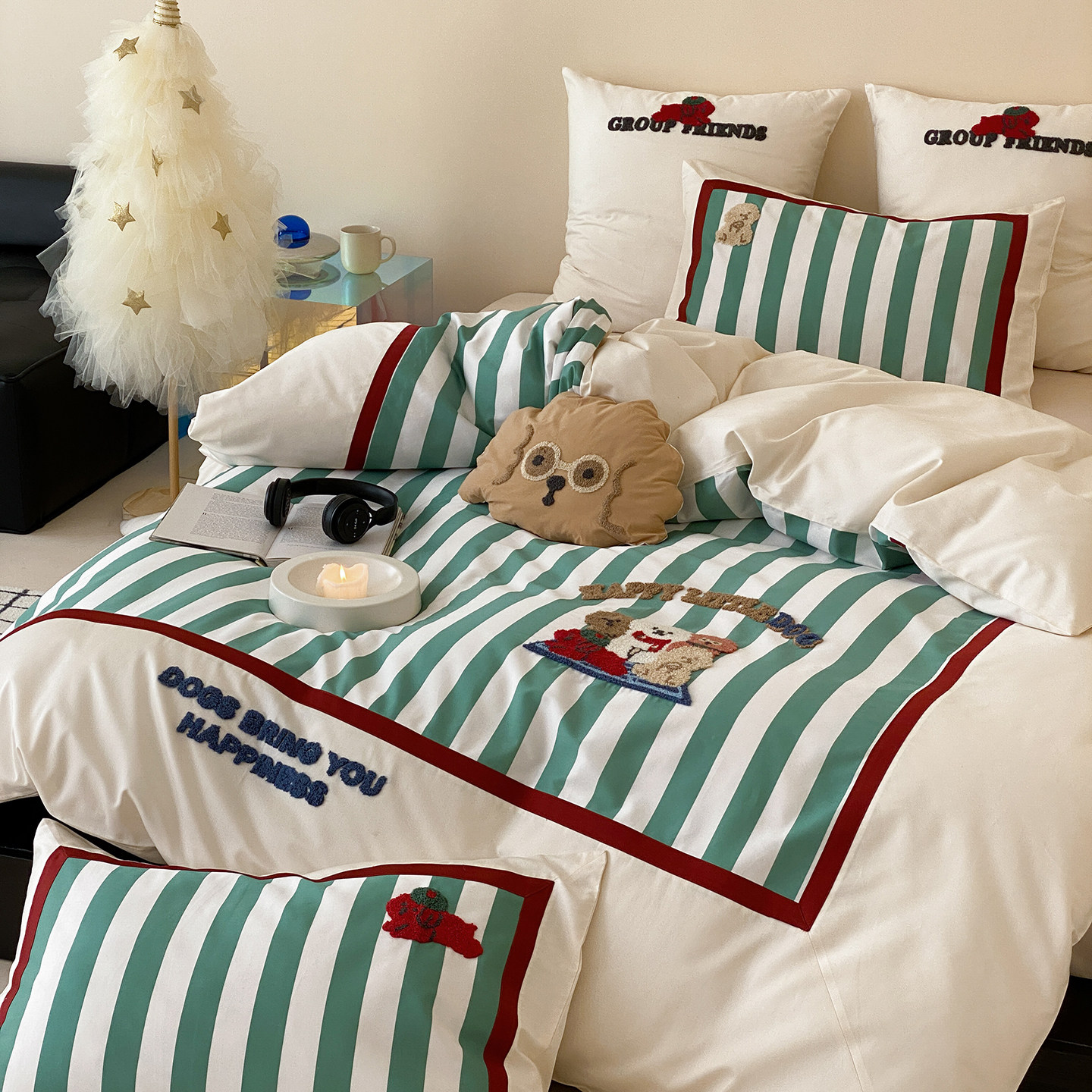 可爱儿童毛巾绣纯棉亲肤100支长绒棉数码卡通全棉床单被套四件套