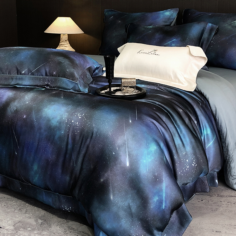 KASS LETON卡诗兰顿高端160支真丝棉匹马棉贡缎数码印花1.8四件套