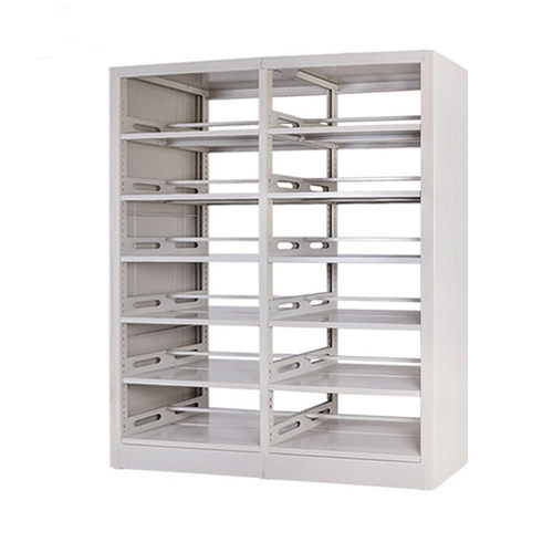 厂家直供钢制书架学校图书阅览室书架档案资料架单双面木护板书架