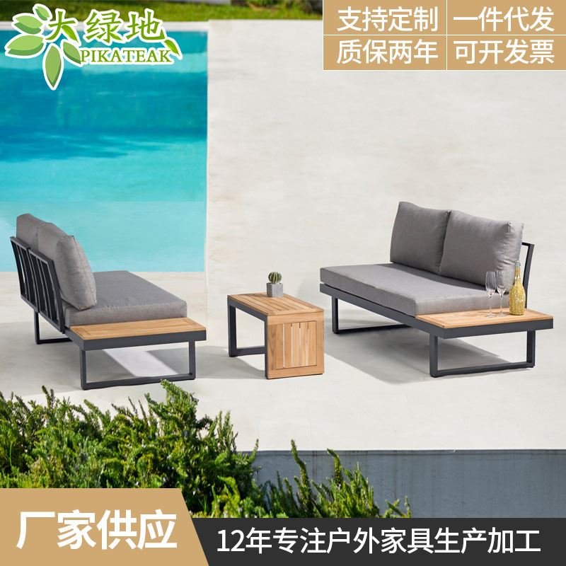 户外沙发庭院室外实木沙发别墅花园沙发露天休闲沙发组合