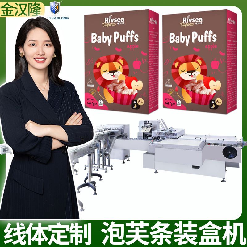 泡芙条袋装理料装盒机 米饼装袋装盒机械 手指泡芙全自动装盒机图片