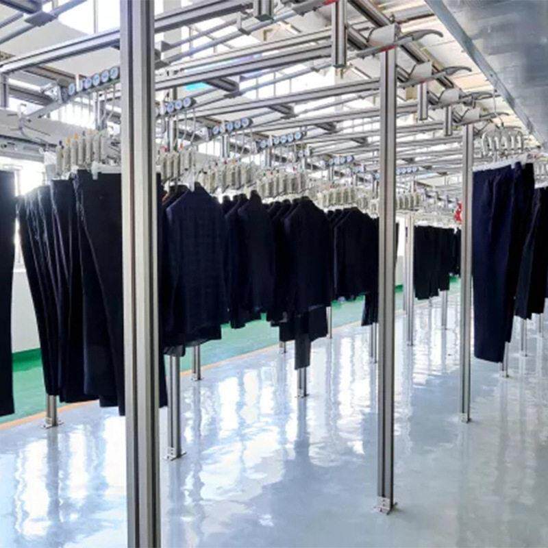 制衣鞋箱包帽玩具家纺001统服吊挂装流水线、厂家直供悬挂系数据