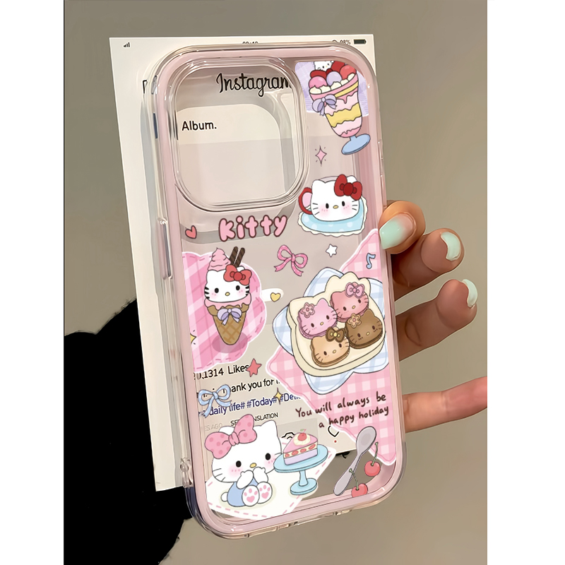 KEWUKitty饼干格纹适用iPhone15Plus手机壳苹果16ProMax新款防摔13/14三合一炫彩情侣款13Pro硅胶保护壳plus