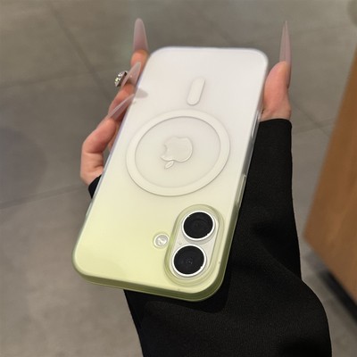 壳雾渐变无线磁吸壳适用苹果16promax手机壳iphone14pro新款13高颜值12创意保护套15promax防摔plus透明男女