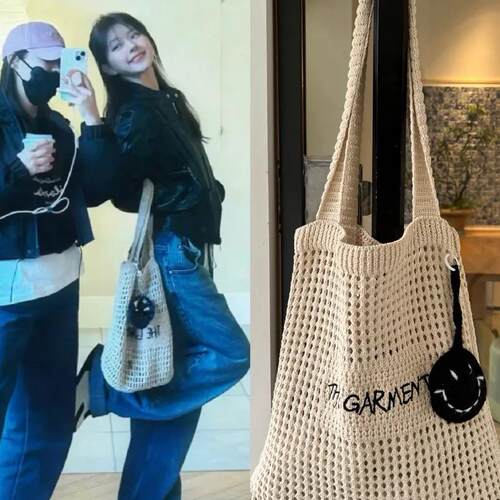 阿那亚的夏天赵露思同款镂空针织单肩包海边度假包百搭潮流编织包