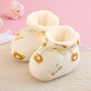 保暖棉鞋 婴儿步前鞋 6到12个月软底加绒加厚防掉跟新生儿幼儿冬季