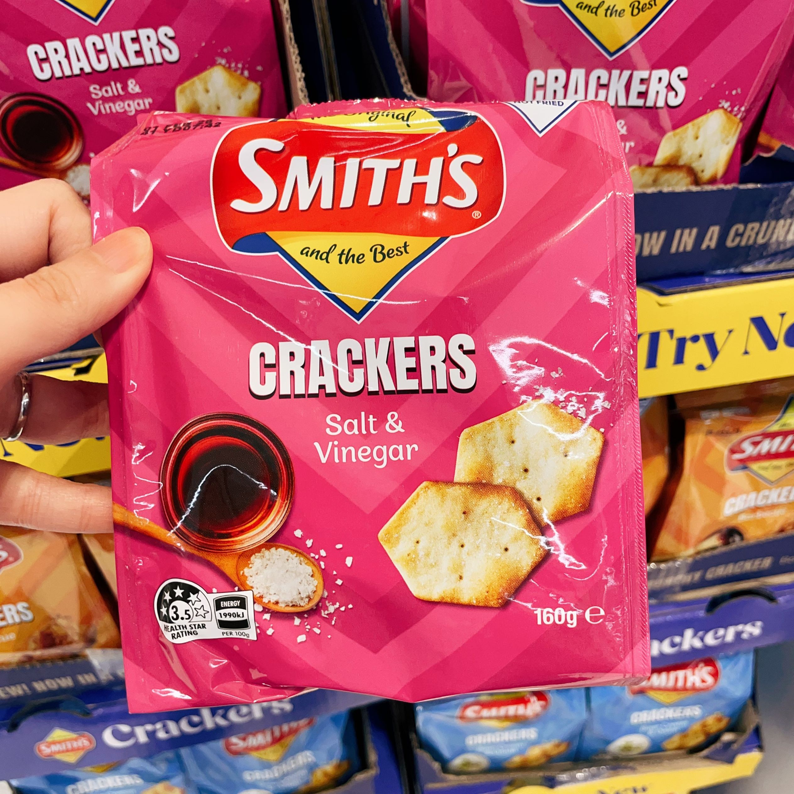 澳洲代购直邮smiths全新美味酥脆 烤箱烘烤 非油炸 小麦饼干 160g