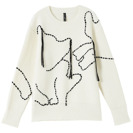 【年终大清仓】时尚圆领显瘦流苏毛衣SN076