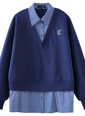 【爆米花粉丝专享】假两件时尚休闲拼接卫衣SQ280