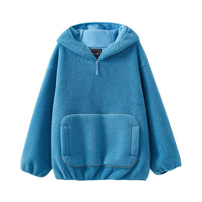 欧昵雪摇粒绒加厚连帽套头卫衣女