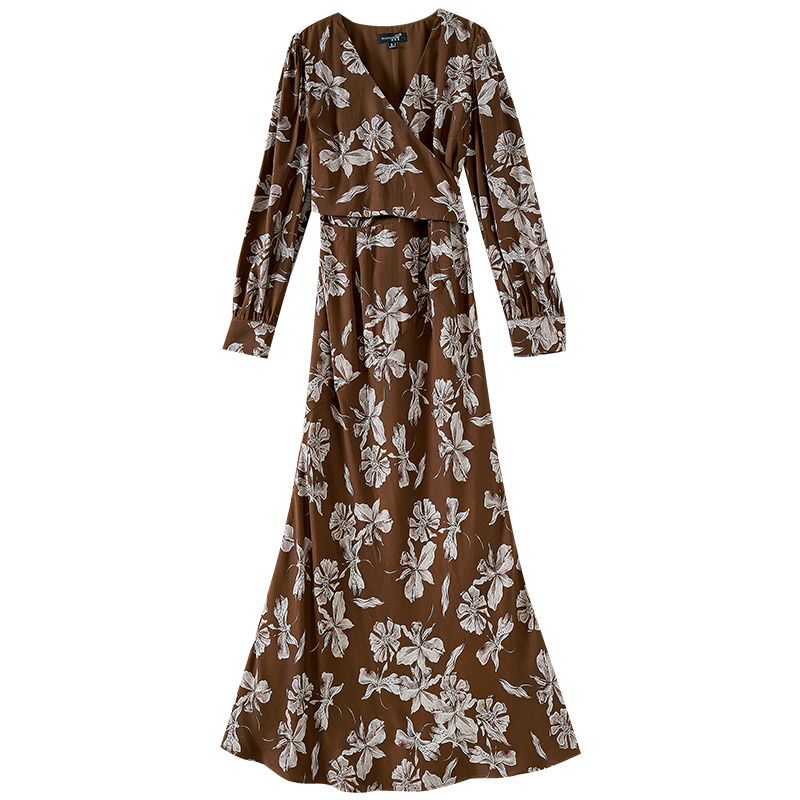 V领时尚绑带收腰显瘦连衣裙