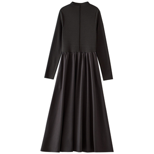 半高领针织拼接高腰连衣裙打底裙DR160 年终大清仓