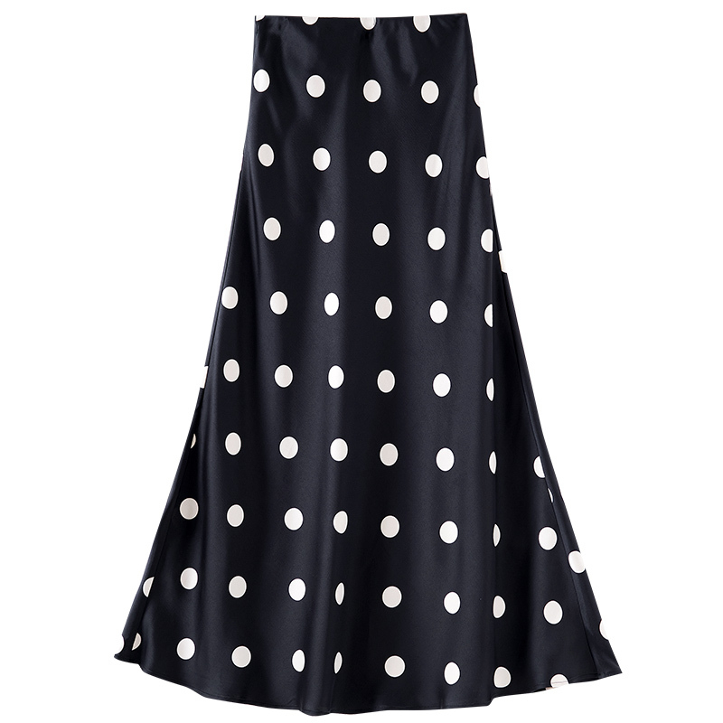 高腰显瘦波点时尚宽松半身长裙