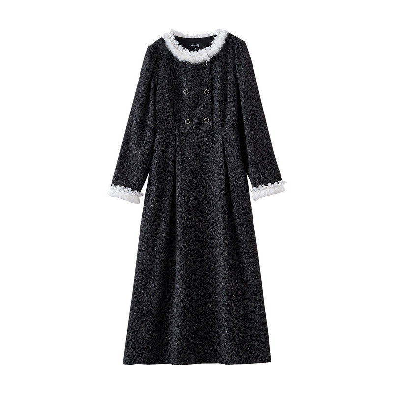 【玉米粉丝专享】毛条花瓣拼接圆领气质高腰连衣裙DR317,女装/女士精品,连衣裙,淘宝优惠券,粉丝福利购,淘宝优惠卷