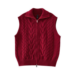 【欢欢粉丝专享】拉链高领毛衣马甲时尚叠穿无袖针织衫SR207