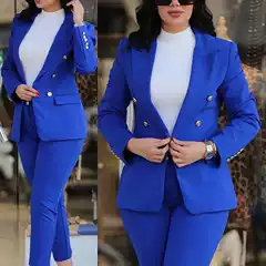 Women Blazer Suits Two 2 Pcs Sale Casual Slim Button Blazer
