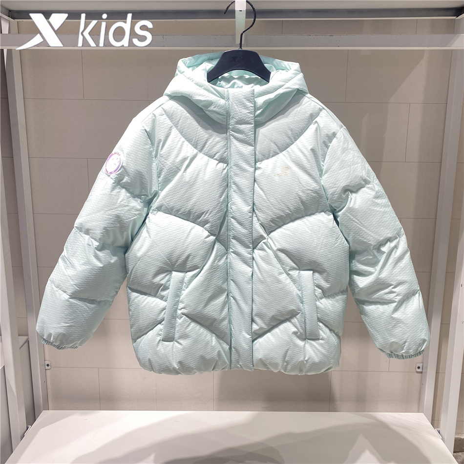 特步加厚保暖女童儿童羽绒服外套