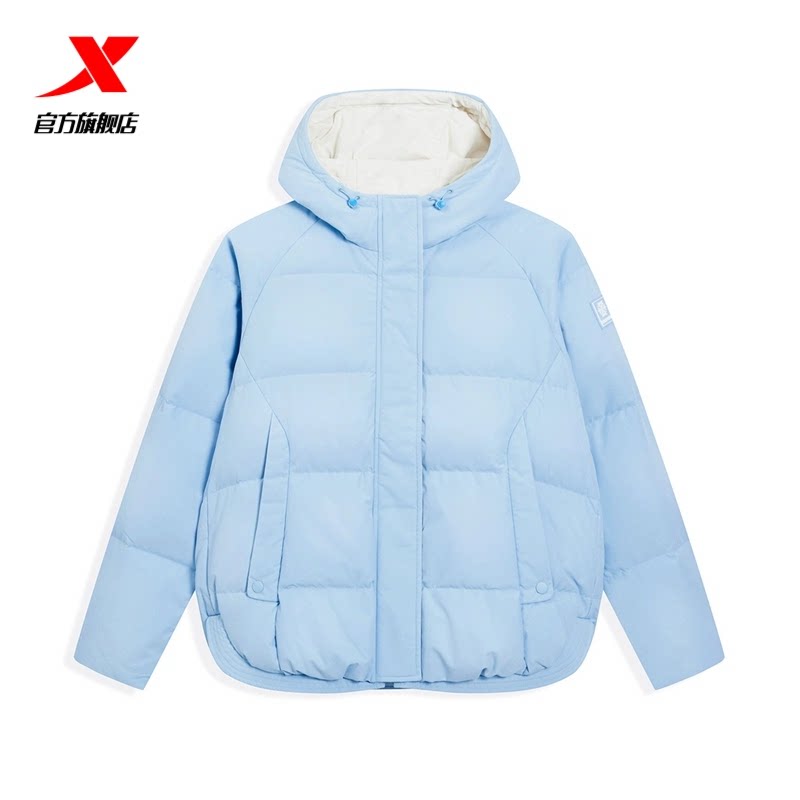 特步连帽羽绒服女2025冬新款宽松防水防风保暖羽绒服975428190184