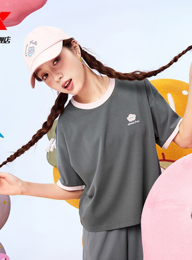 特步短袖女2025秋季新款短款透气运动休闲圆领短T975328010179