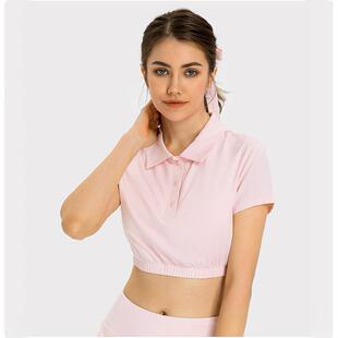 特价不退换 POLO衫女 运动短袖 瑜伽服 跑步T恤  健身上衣带胸垫