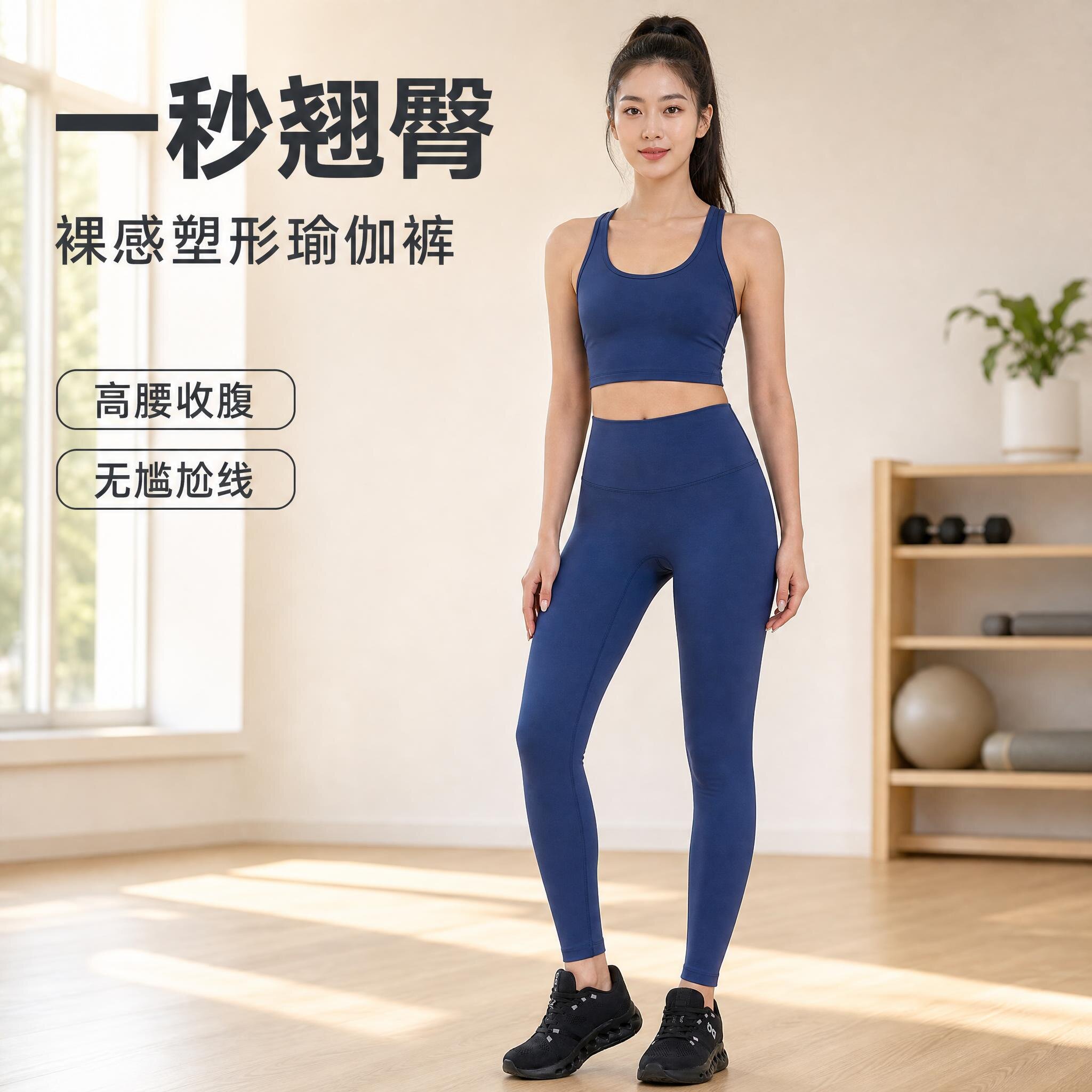 夏季高腰九分裸感显瘦瑜伽裤女
