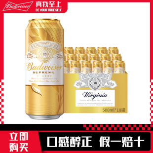 金尊啤酒500ml 百威经典 Budweiser 18听罐装 临期 麦芽整箱