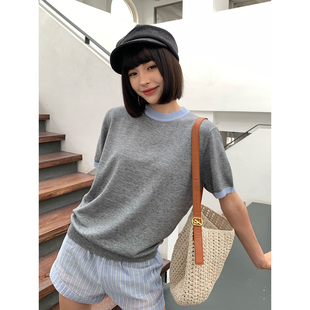 Amateurfit【双拼】复古老钱风12针织短袖T恤正肩合身亲肤透气