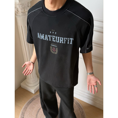Amateurfit宽松水洗印花球衣短袖