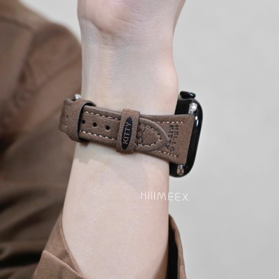 秋冬翻毛绒线条小狗真皮表带柔软