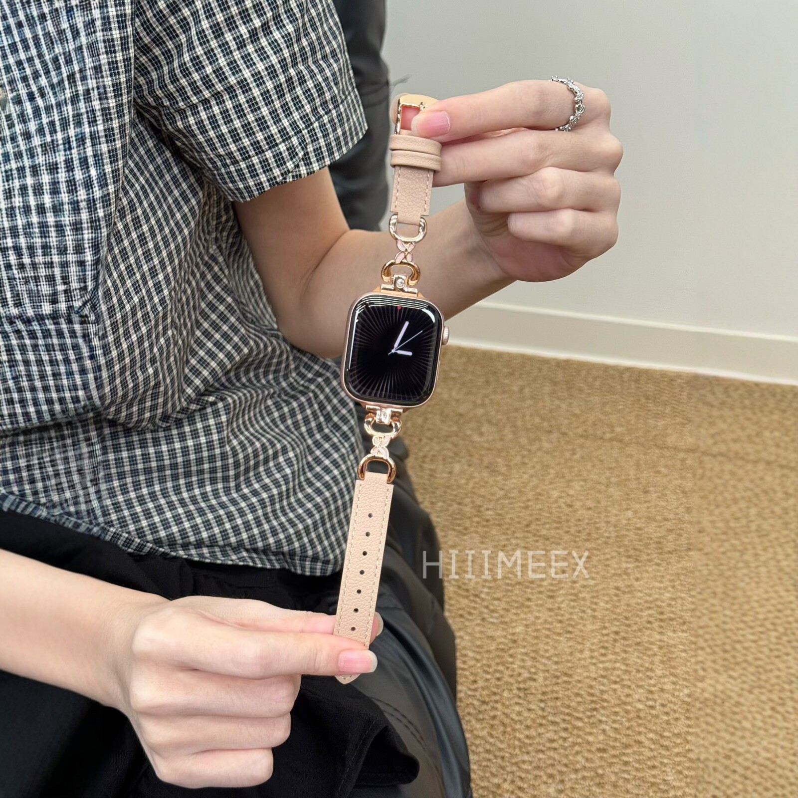 交叉蝴蝶金属拼皮表带