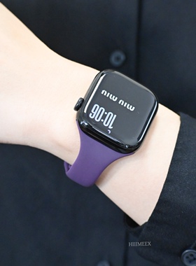 HIIIMEEX适用于苹果手表 硅胶小蛮腰s10表带apple watch女款表链iwatch表带运动透气硅胶表带