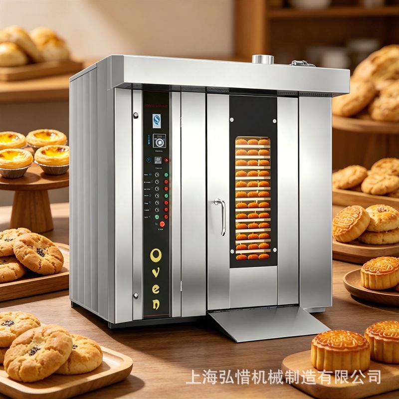 32盘热风旋转炉烤蛋挞烤桃酥烤月饼面包坚果牛肉干奶棒棒烤箱厂家