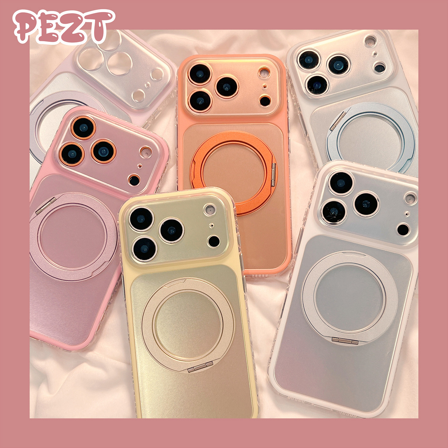ins风纯色折叠磁吸支架适用苹果17手机壳情侣iphone16promax新款17pro防摔套15Pro女15全包16Pro高级感16男生