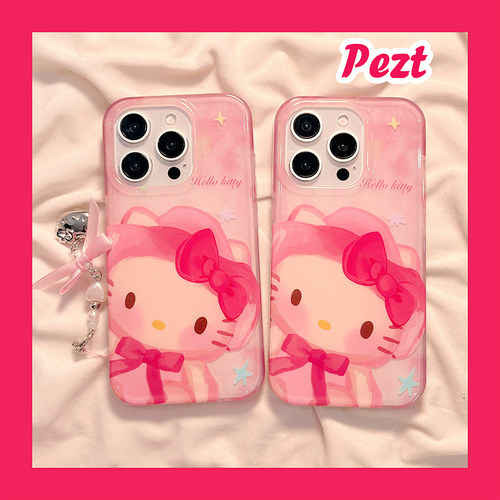 苹果手机壳粉色晕染hellokitty