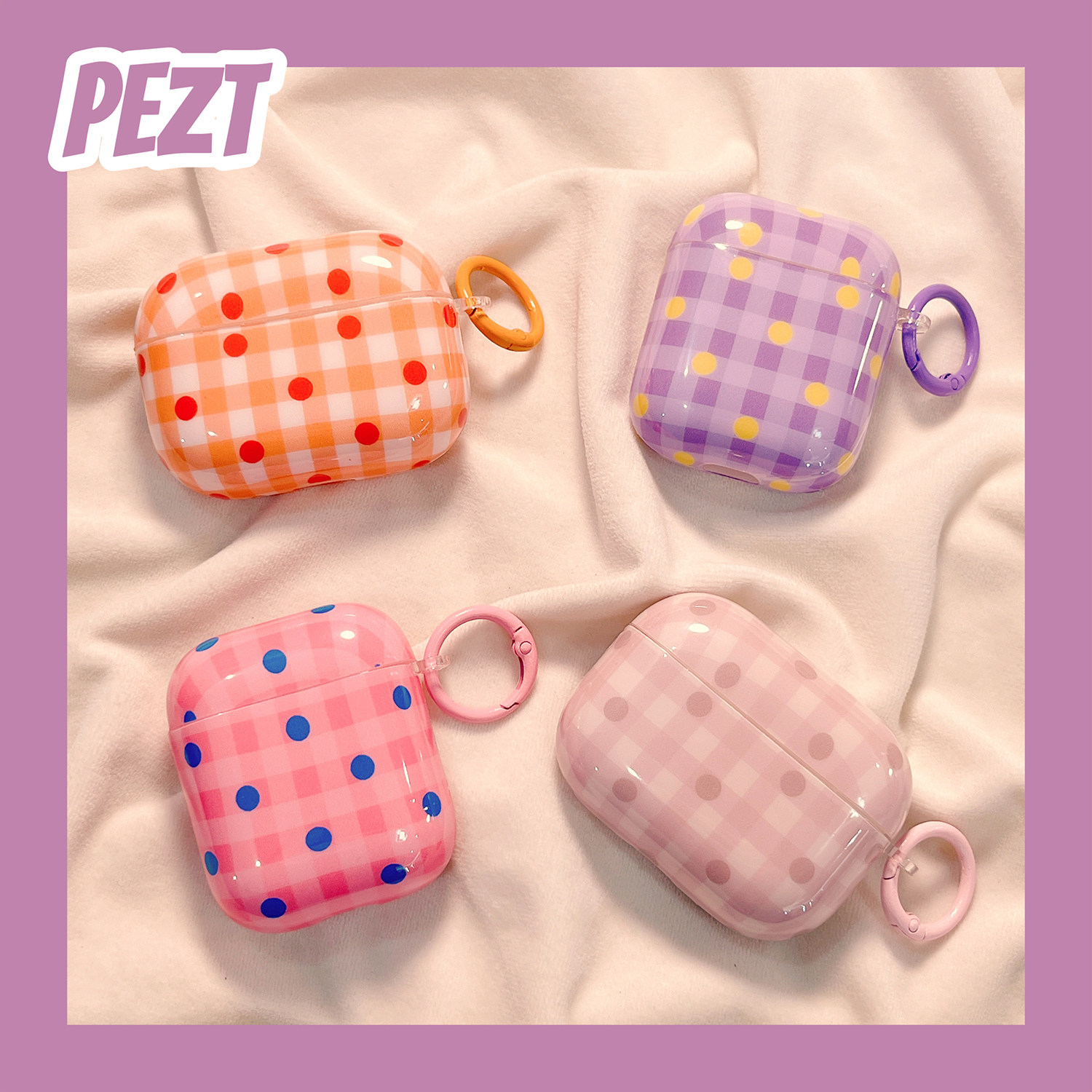 ins风彩色波点格纹适用airpodspro3保护套新4代airpods3耳机壳二代苹果airpodspro2耳机保护套airpods4防摔女,3C数码配件,耳机保护套,淘宝优惠券,粉丝福利购,淘宝优惠卷